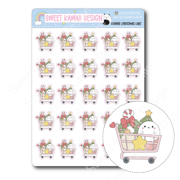 Kawaii Konnie Stickers - Christmas Cart