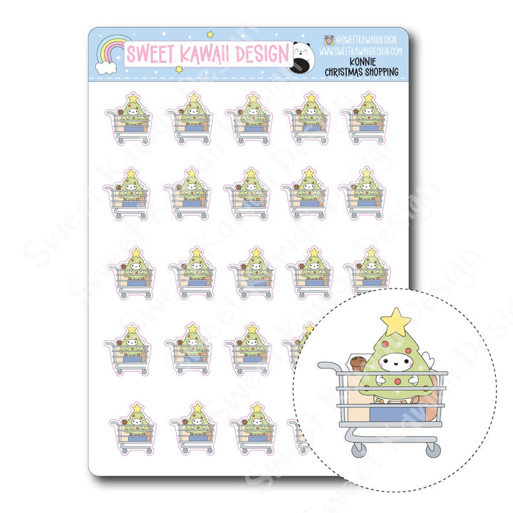 Kawaii Konnie Stickers - Christmas Shopping