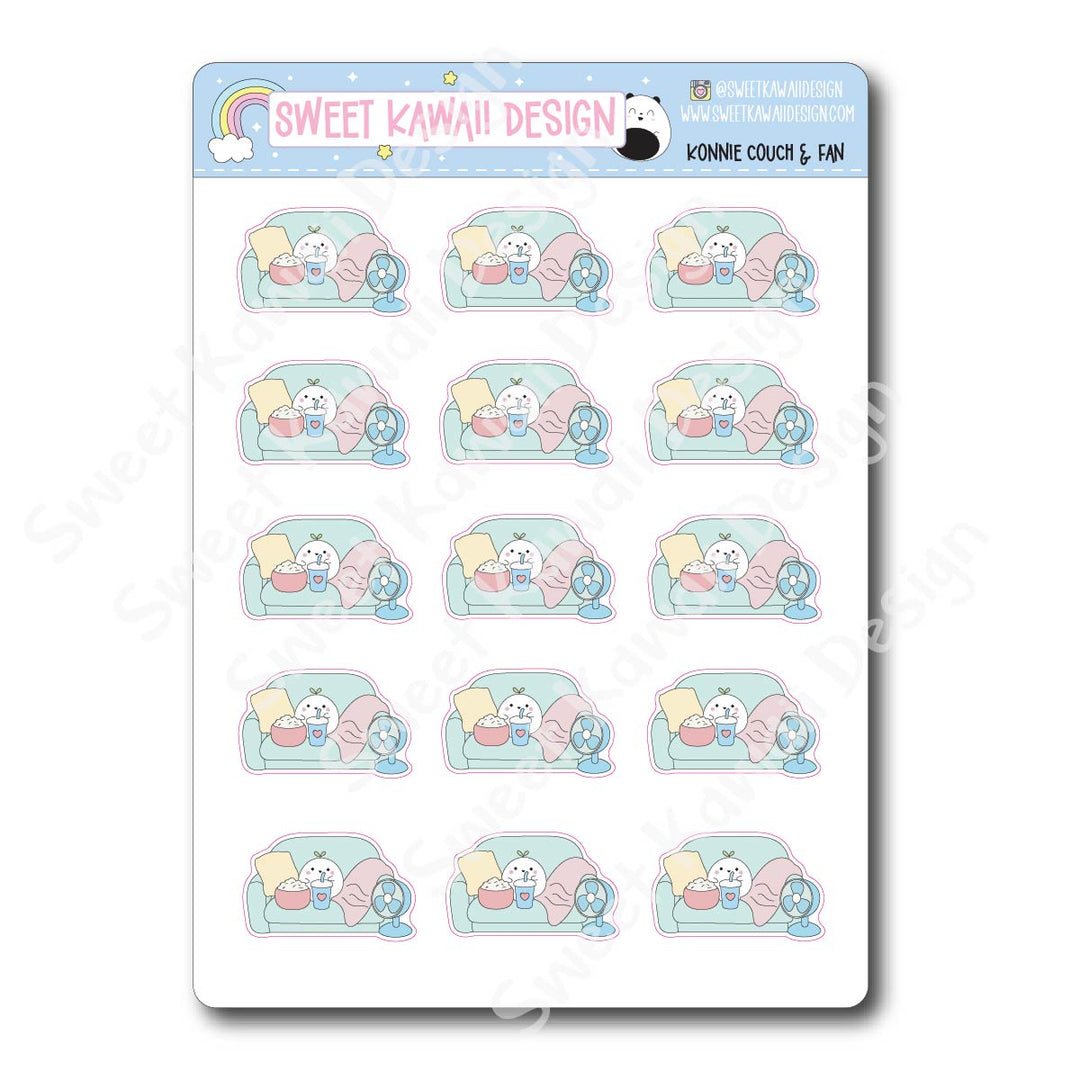 Kawaii Konnie Stickers - Couch and Fan