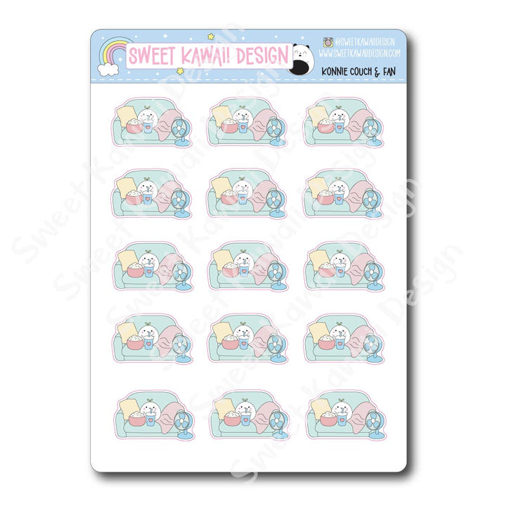 Kawaii Konnie Stickers - Couch and Fan