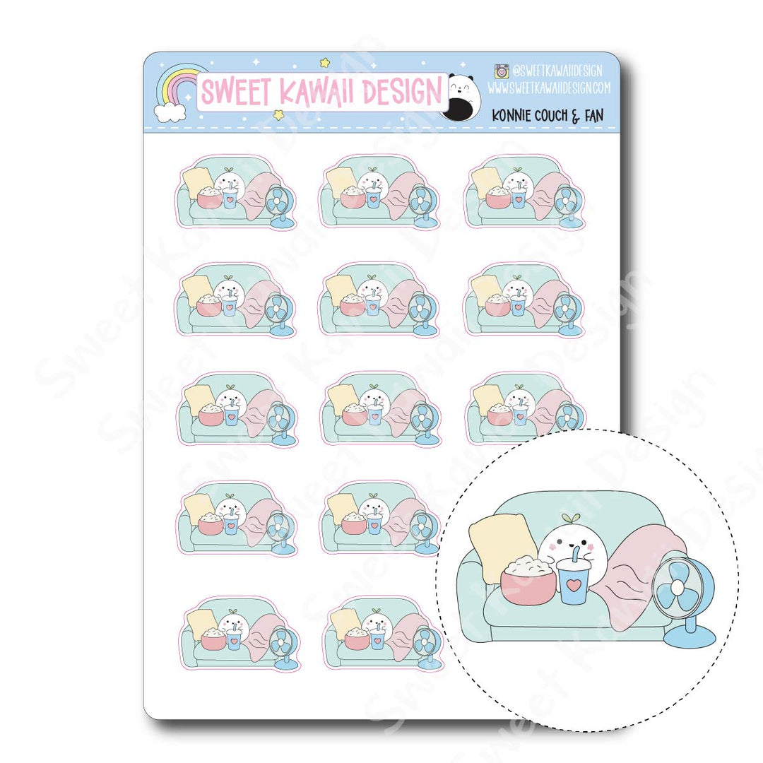 Kawaii Konnie Stickers - Couch and Fan