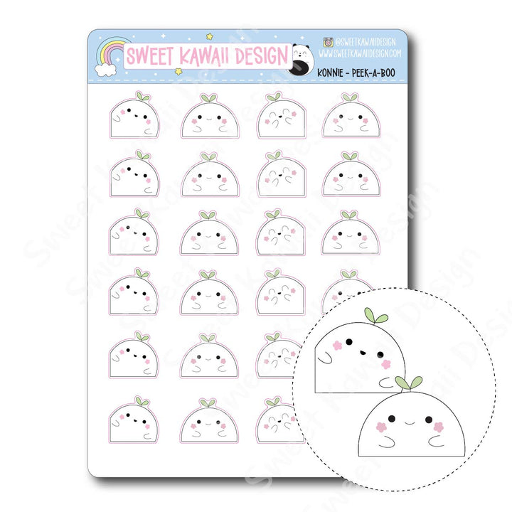 Kawaii Konnie Stickers - Peek-a-boo