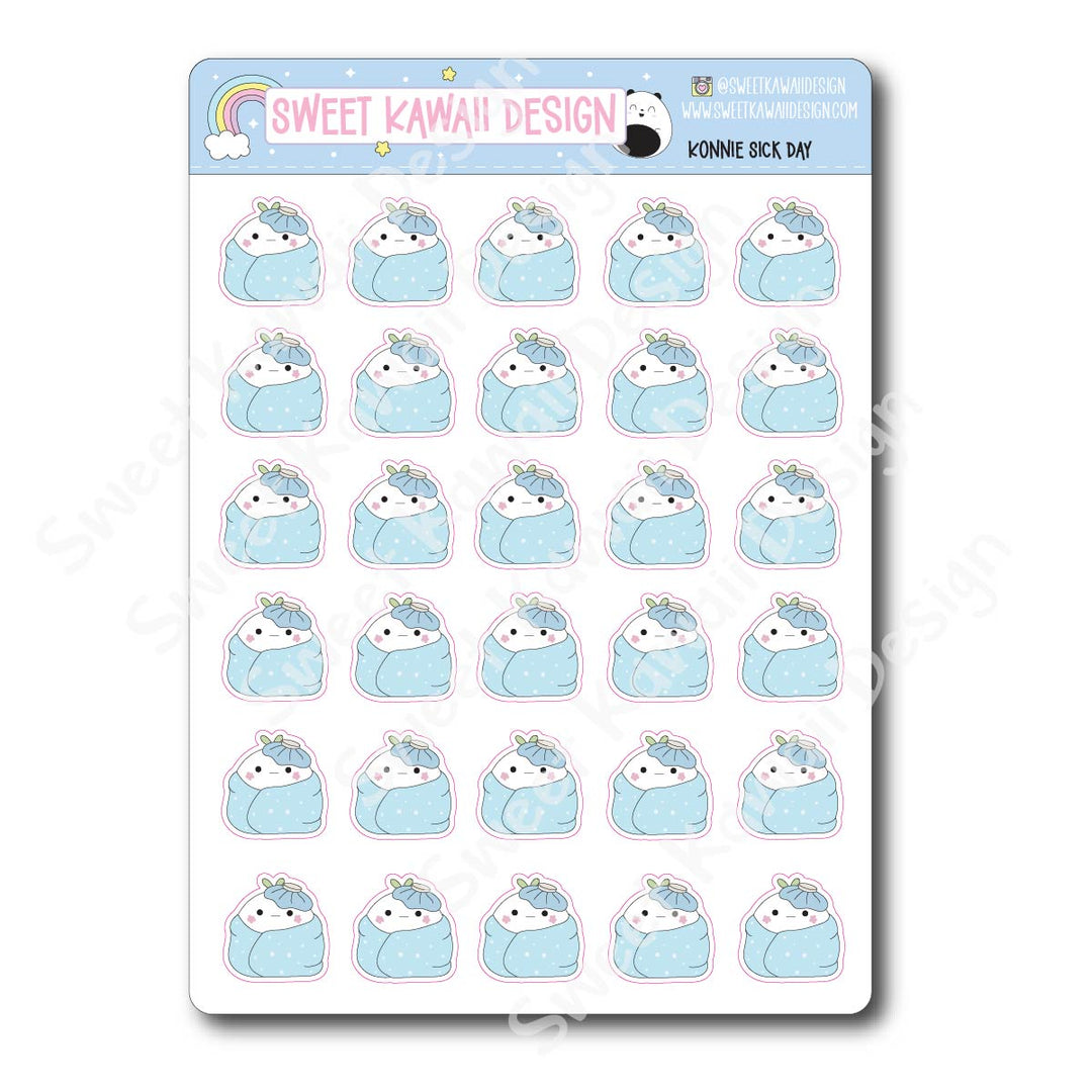 Kawaii Konnie Stickers - Sick Day