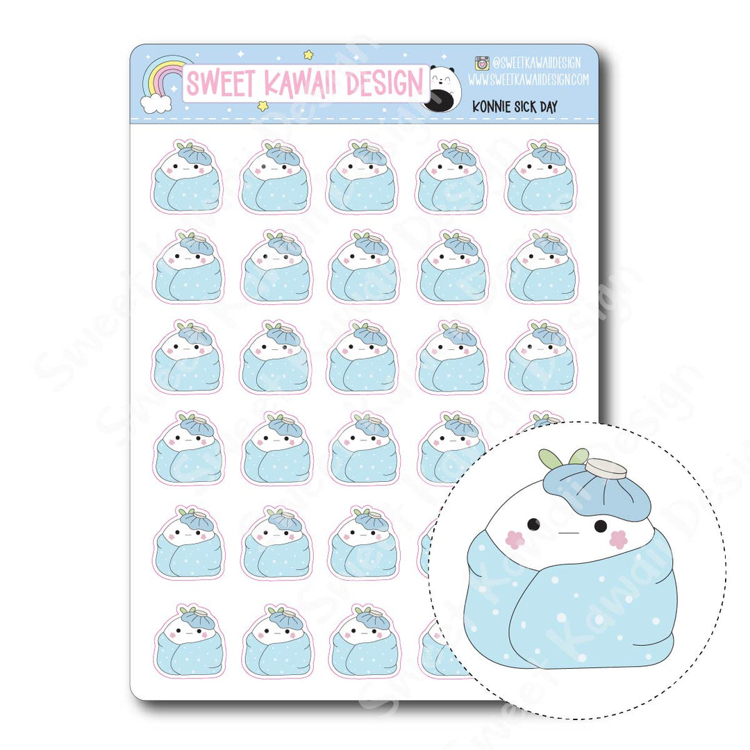 Kawaii Konnie Stickers - Sick Day