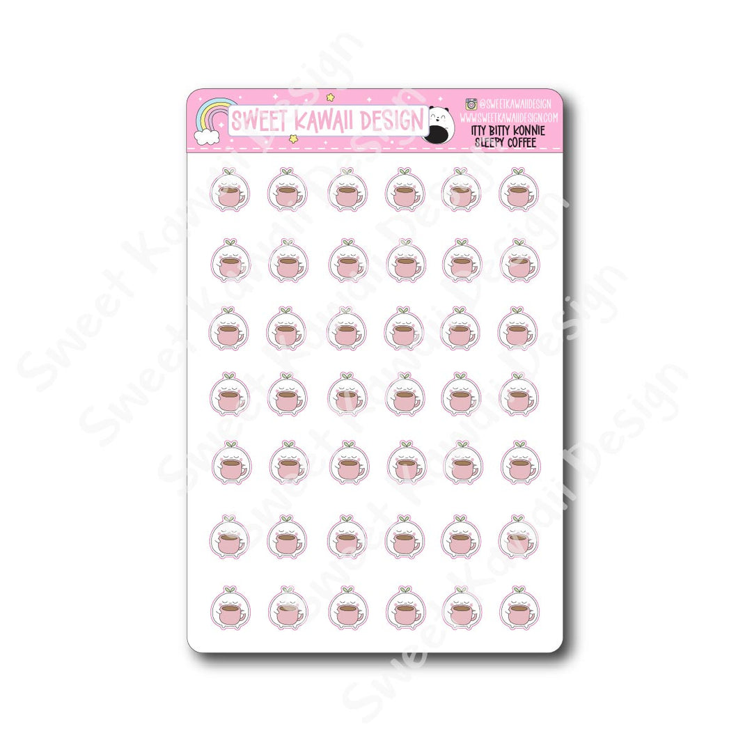 Kawaii Konnie Stickers - Sleepy Coffee