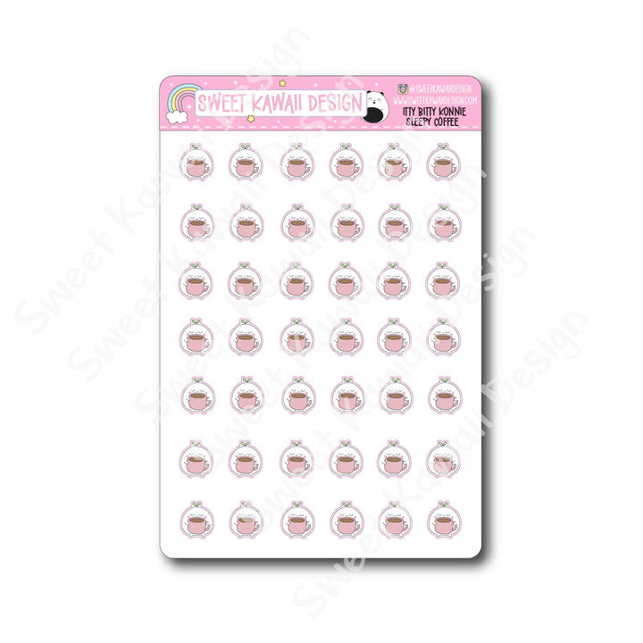 Kawaii Konnie Stickers - Sleepy Coffee