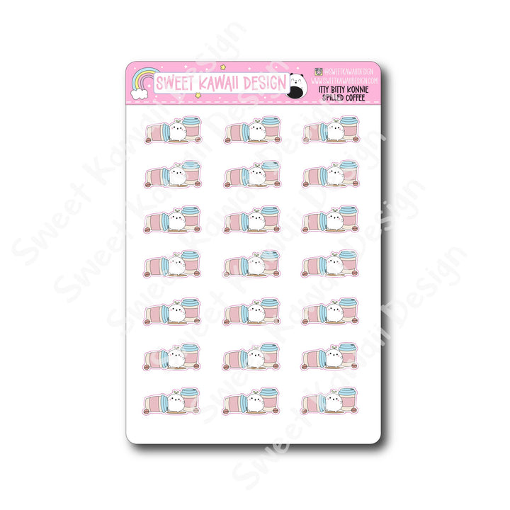 Kawaii Konnie Stickers - Spilled Coffee