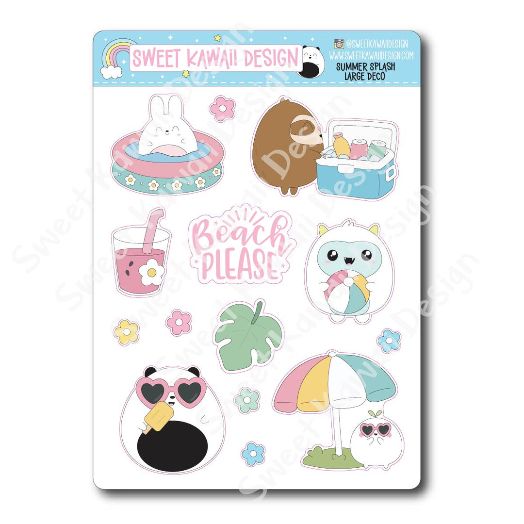 Kawaii Summer Splash Deco (LARGE) Stickers