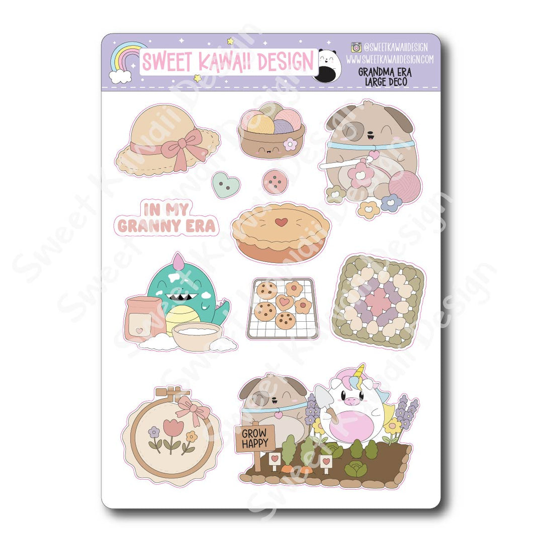 Kawaii Grandma Era Deco (LARGE) Stickers