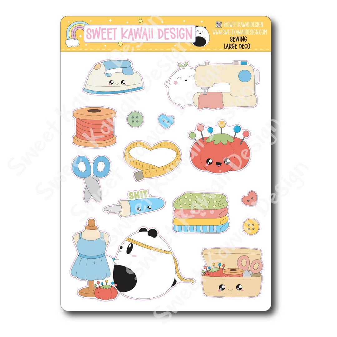 Kawaii Sewing Deco (LARGE) Stickers