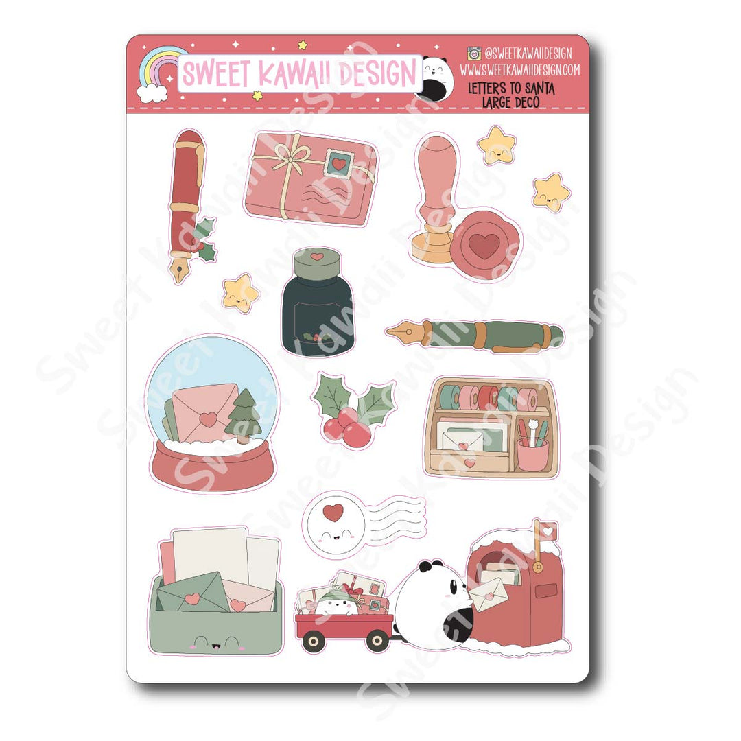 Kawaii Letters to Santa Deco (LARGE) Stickers