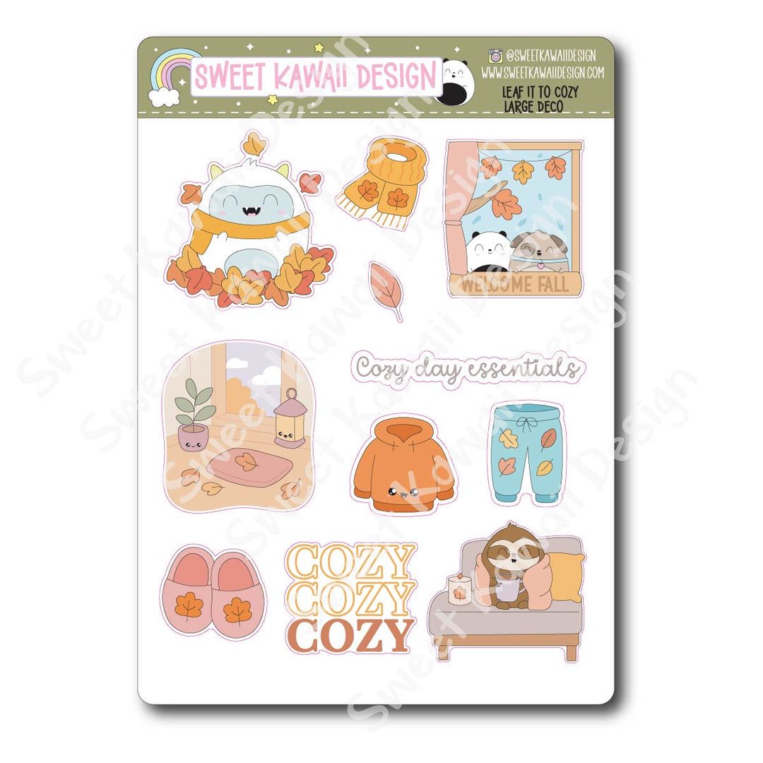 Kawaii Leaf it to Cozy Deco (LARGE) Stickers