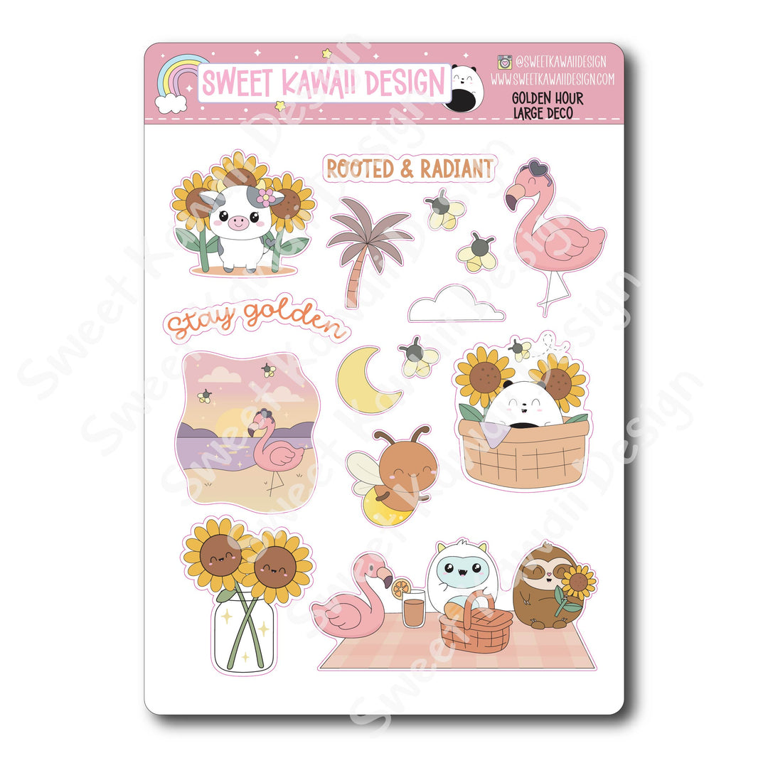 Kawaii Golden Hour Deco (LARGE) Stickers