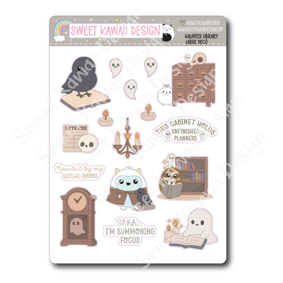 Kawaii Haunted Library Deco (LARGE) Stickers