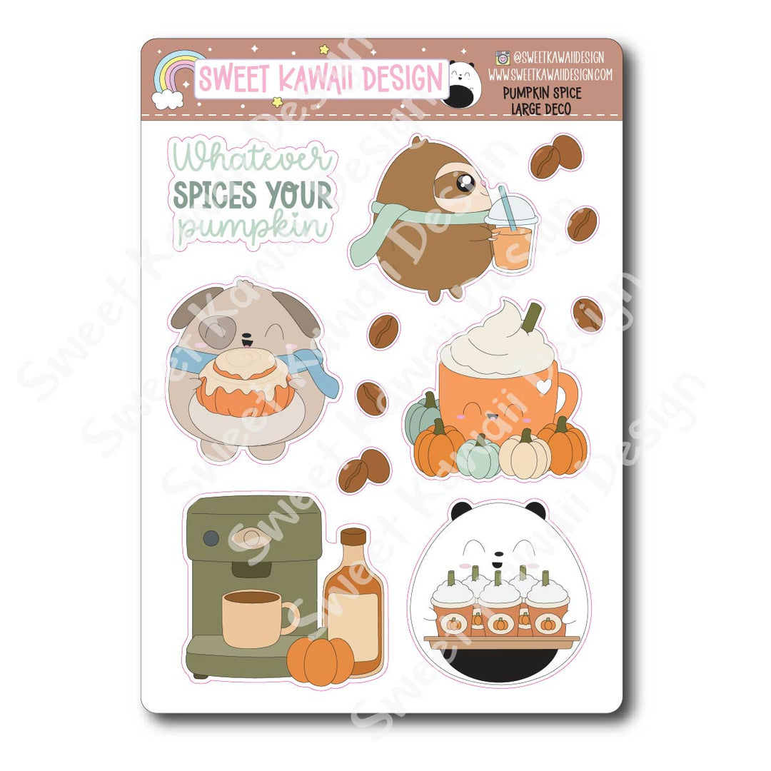 Kawaii Pumpkin Spice Latte Deco (LARGE) Stickers