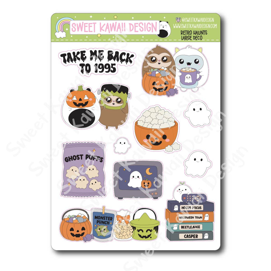 Kawaii Retro Haunts Deco (LARGE) Stickers