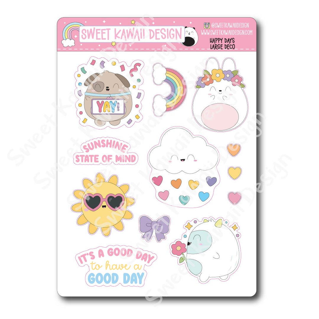 Kawaii Happy Days Deco (LARGE) Stickers