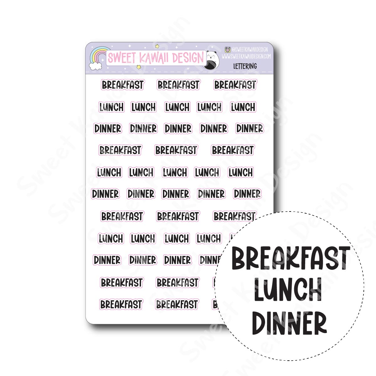 Lettering - Breakfast/Lunch/Dinner – Sweet Kawaii Design