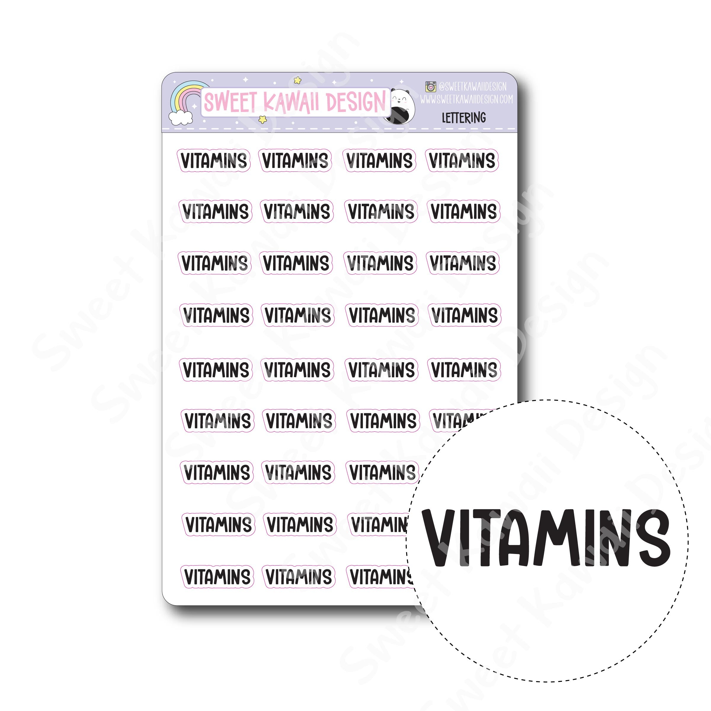 Lettering - Vitamins – Sweet Kawaii Design