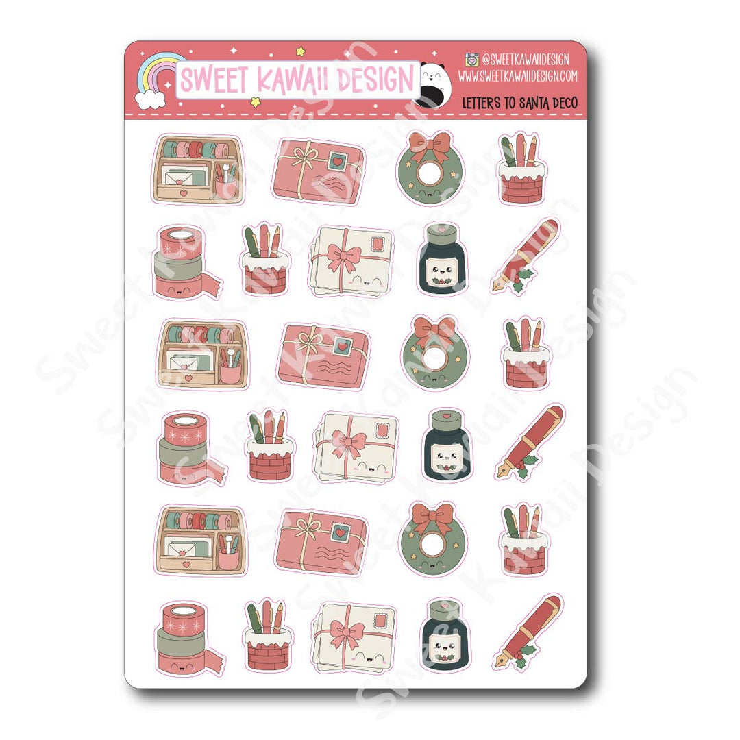 Kawaii Letters to Santa Stickers - Mixed Deco