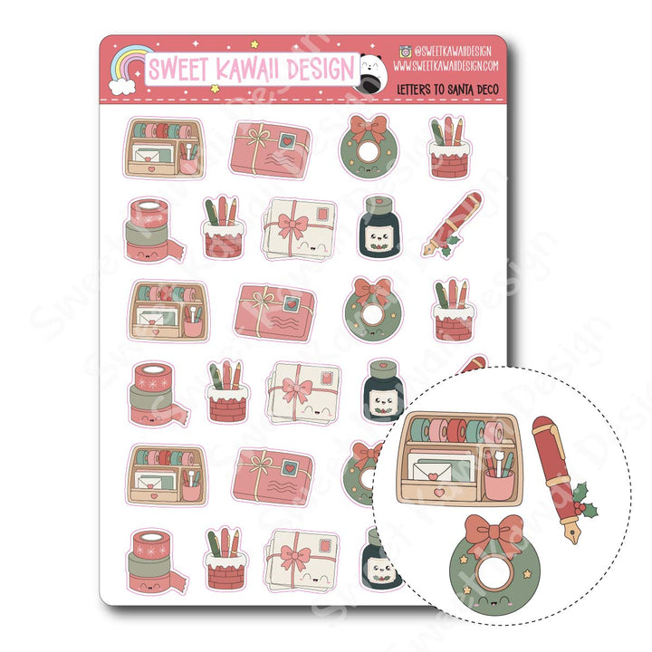 Kawaii Letters to Santa Stickers - Mixed Deco