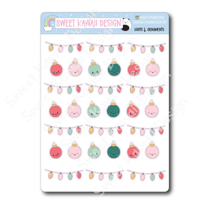Kawaii Lights and Ornaments Stickers