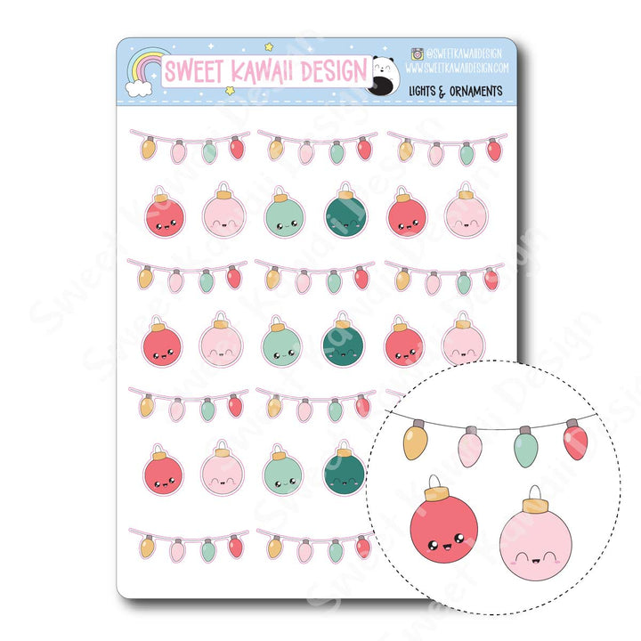 Kawaii Lights and Ornaments Stickers