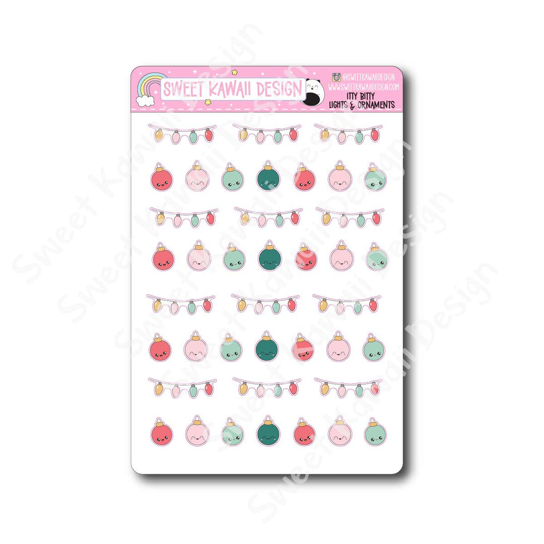 Kawaii Lights and Ornaments Stickers