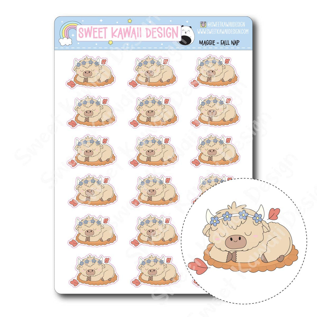 Kawaii Maggie Stickers - Fall Nap