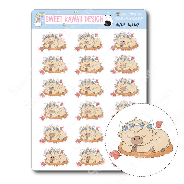 Kawaii Maggie Stickers - Fall Nap