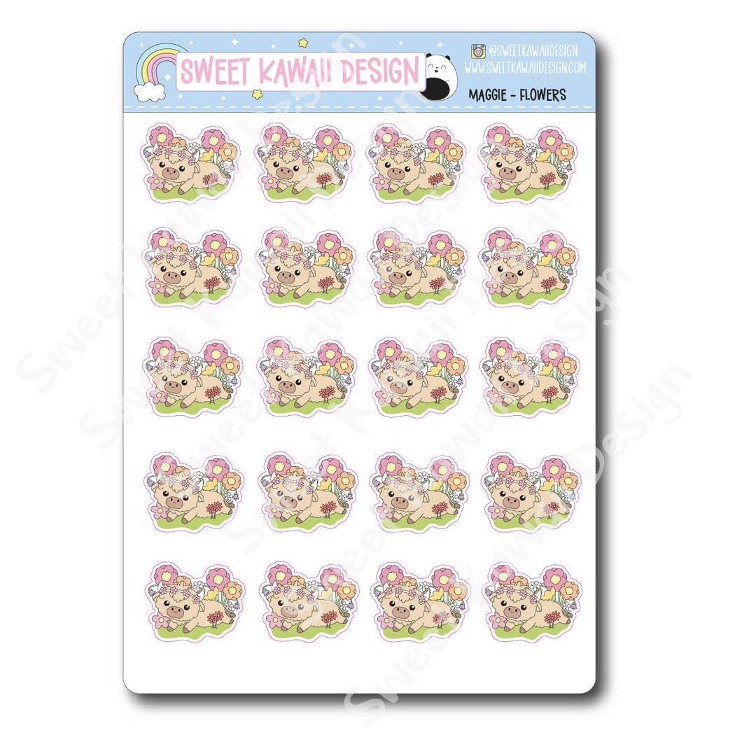 Kawaii Maggie Stickers - Flowers