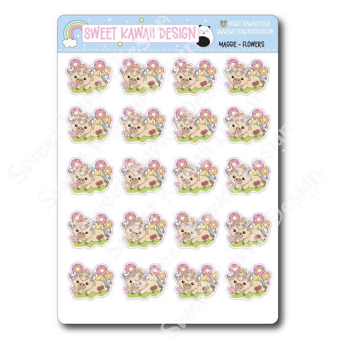 Kawaii Maggie Stickers - Flowers