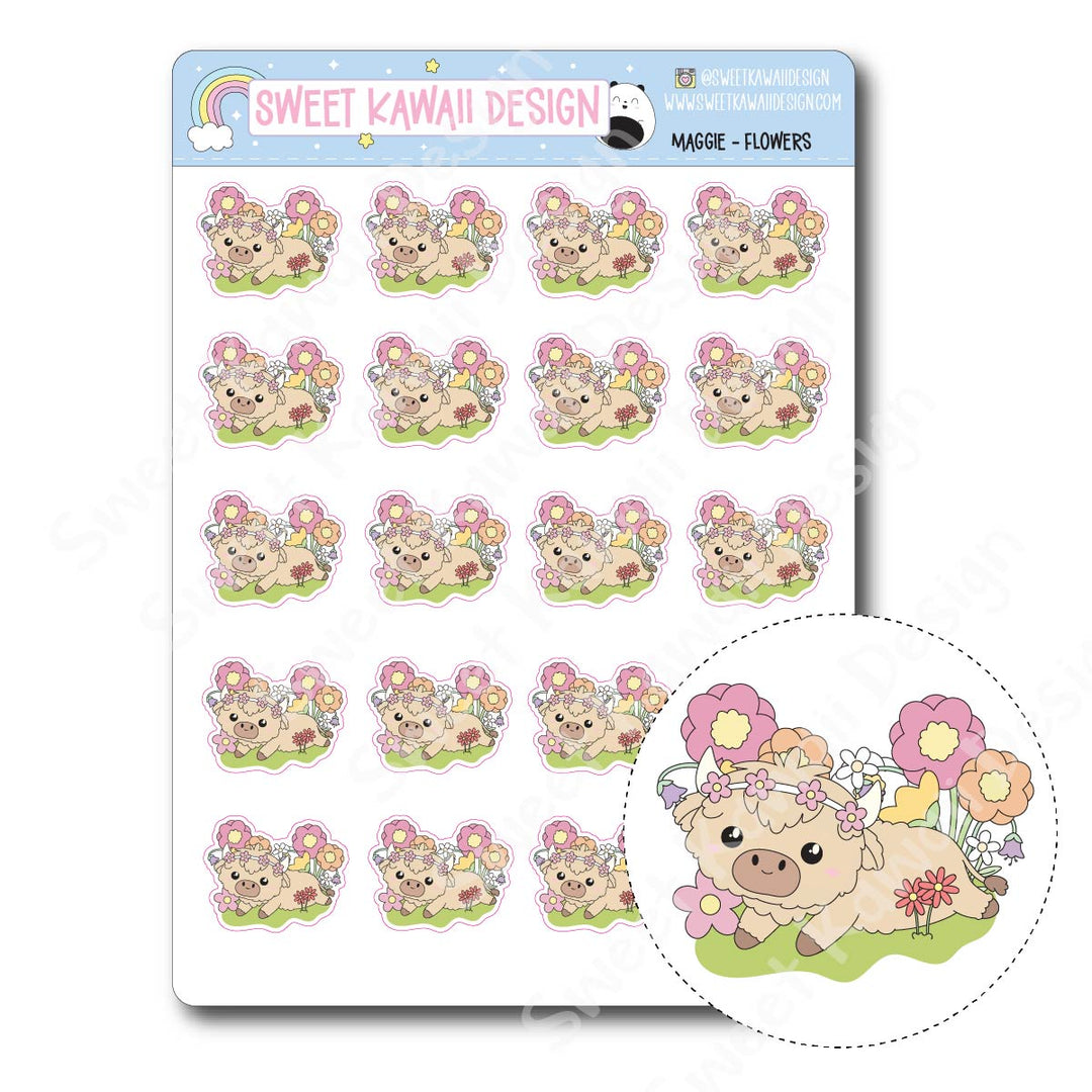 Kawaii Maggie Stickers - Flowers