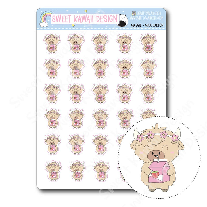 Kawaii Maggie Stickers - Milk Carton