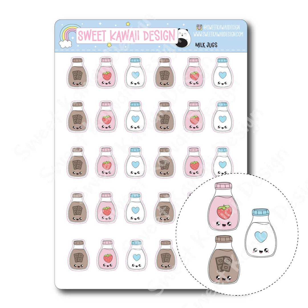 Kawaii Milk Jug Stickers