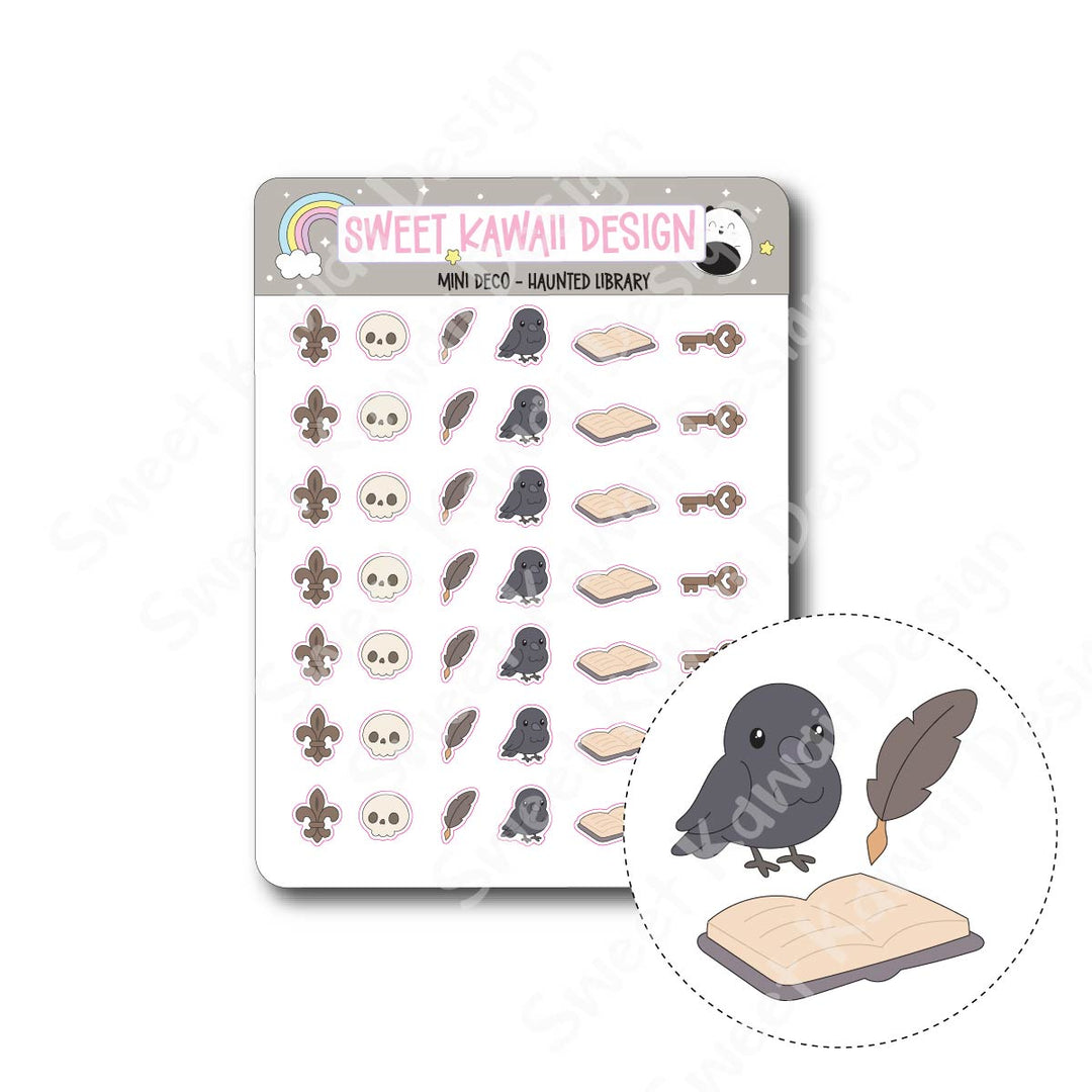 Kawaii Mini Deco Stickers - Haunted Library