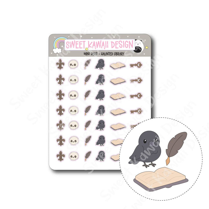 Kawaii Mini Deco Stickers - Haunted Library