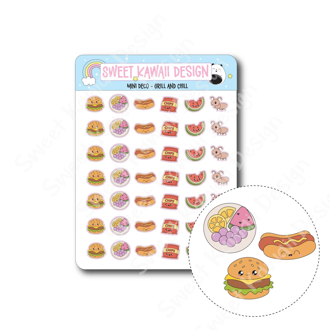 Kawaii Mini Deco Stickers - Grill and Chill