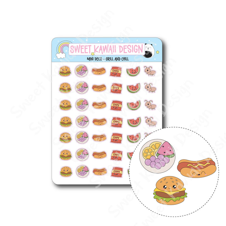Kawaii Mini Deco Stickers - Grill and Chill