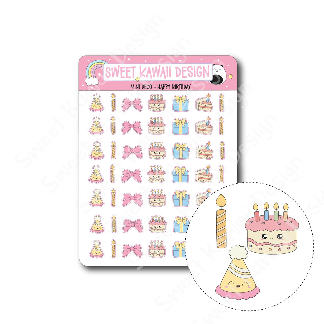 Kawaii Mini Deco Stickers - Happy Birthday