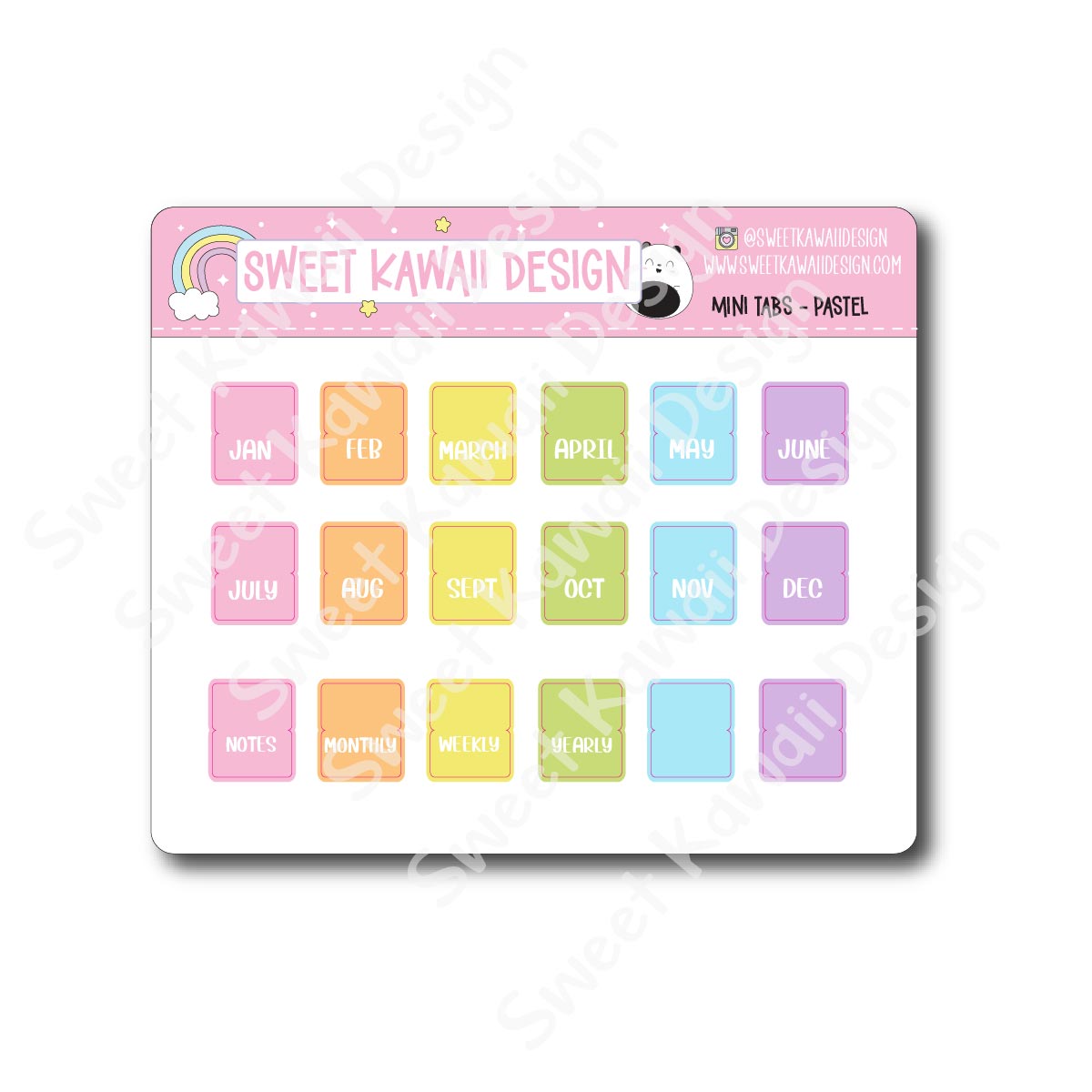Mini Tab Stickers Options Available Sweet Kawaii Design