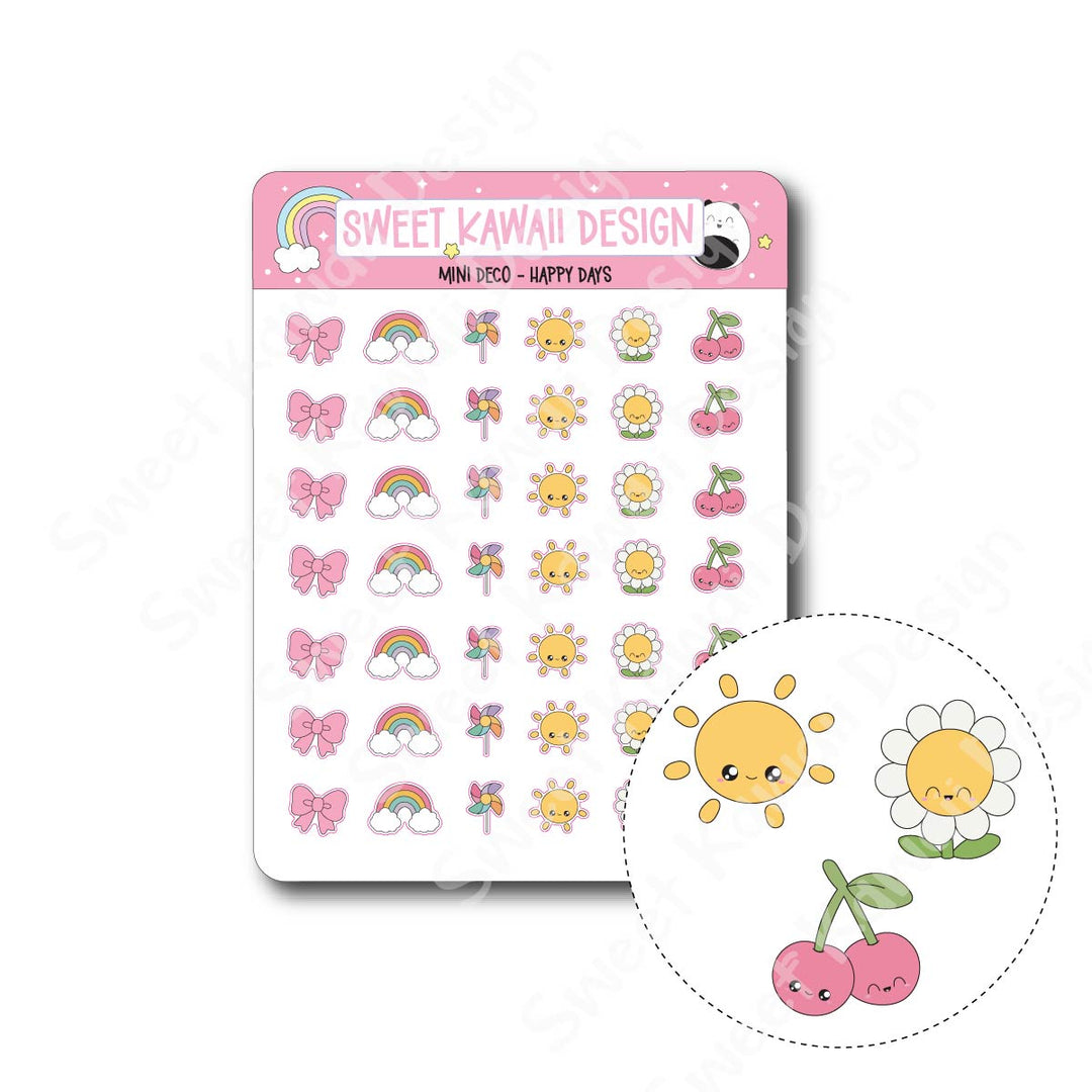 Kawaii Mini Deco Stickers - Happy Days