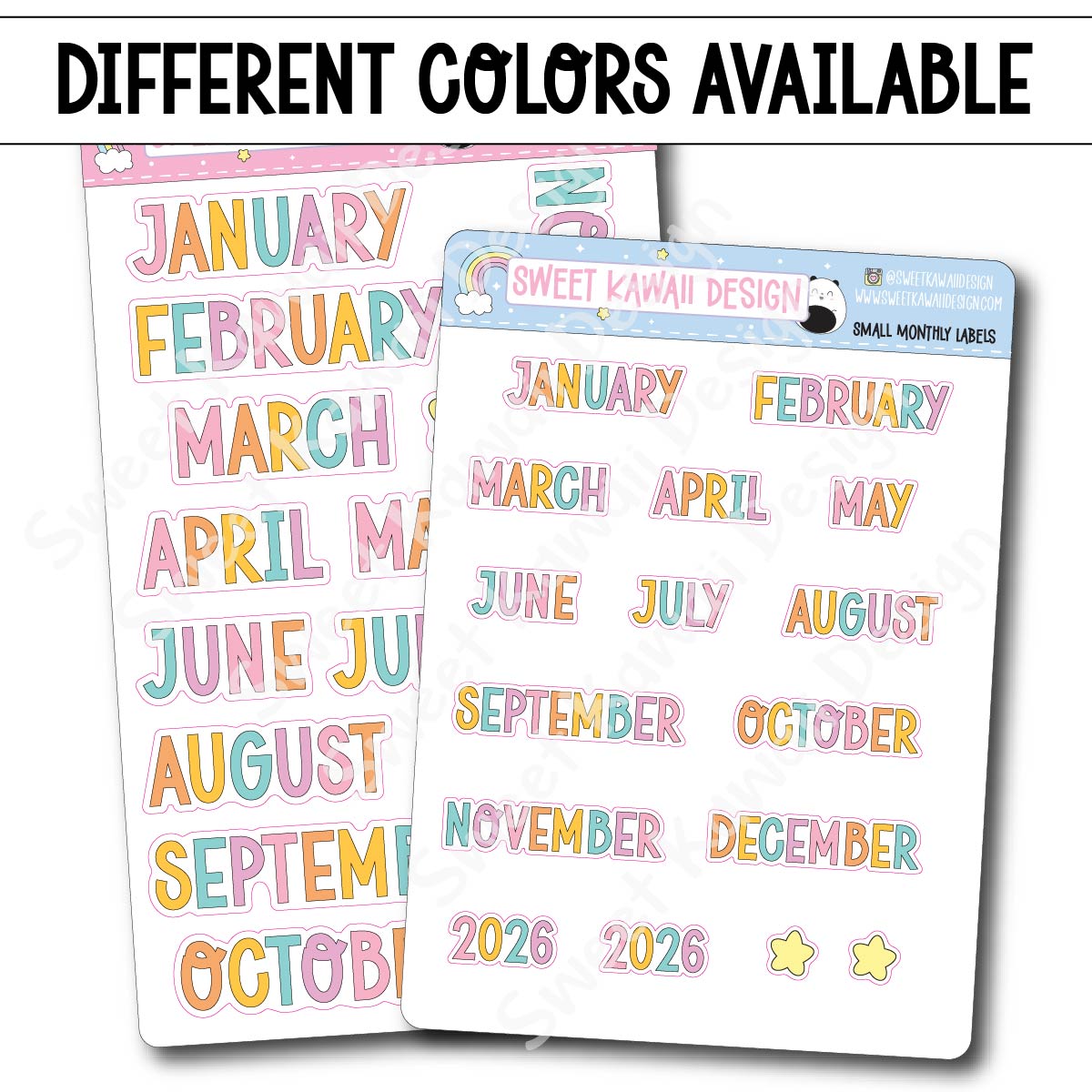 Monthly Label Stickers - Options Available – Sweet Kawaii Design