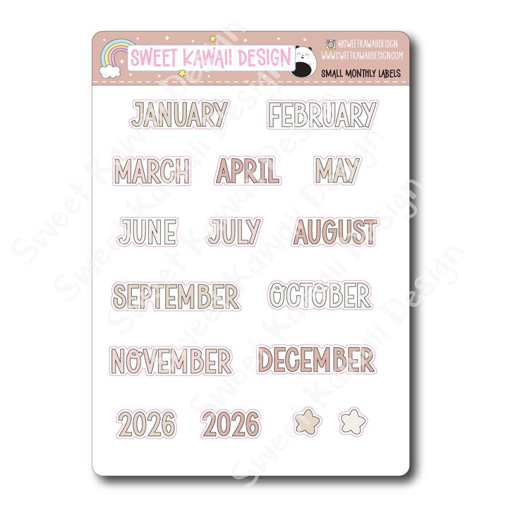 Monthly Label Stickers - Options Available