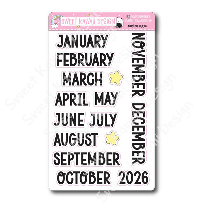 Monthly Label Stickers - Options Available
