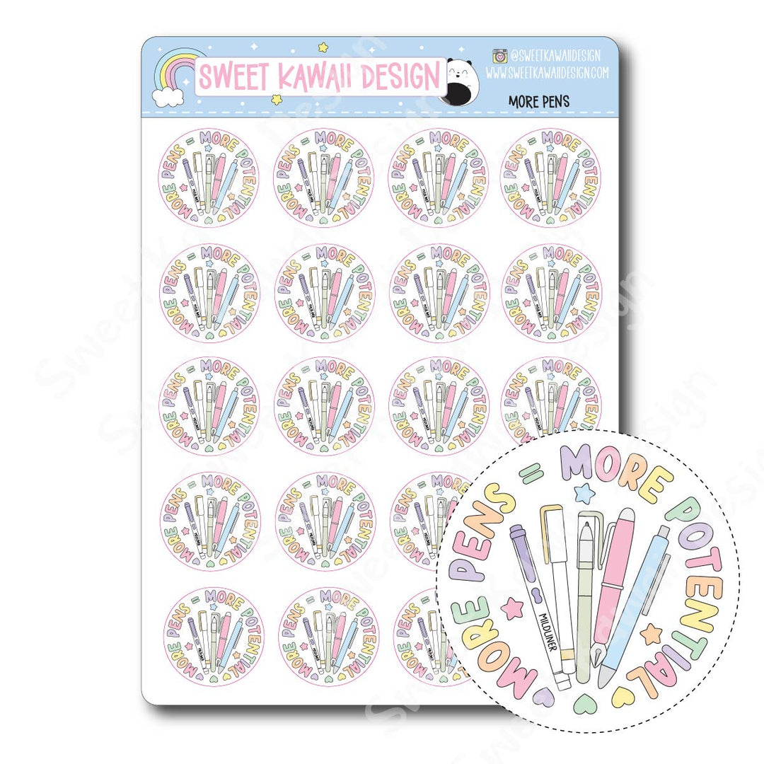 Kawaii More Pens Stickers