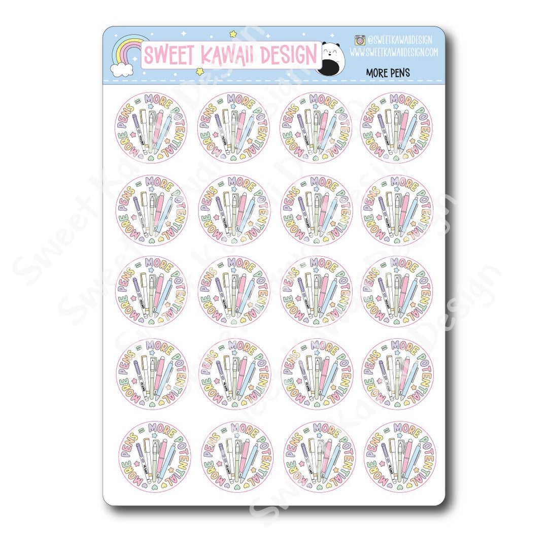 Kawaii More Pens Stickers
