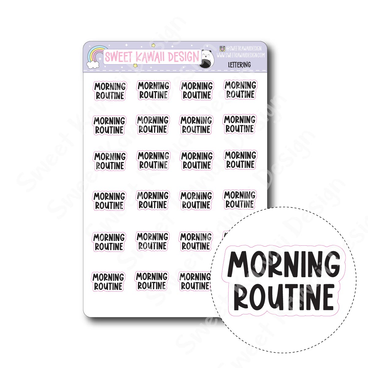 Lettering - Morning Routine – Sweet Kawaii Design