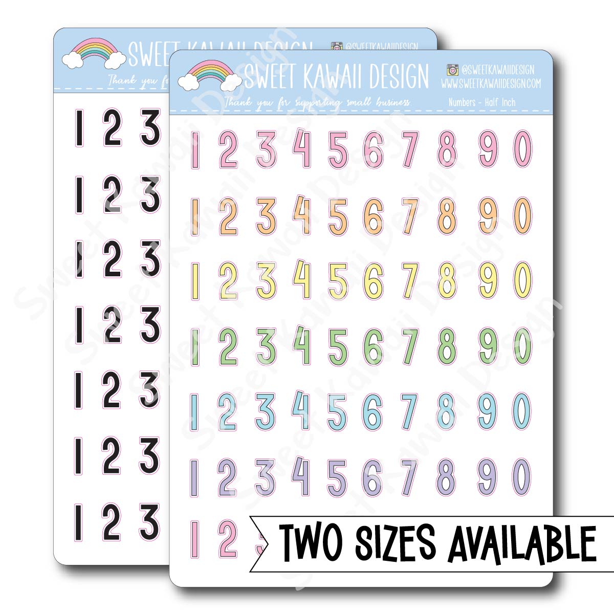 Number Stickers - Options Available