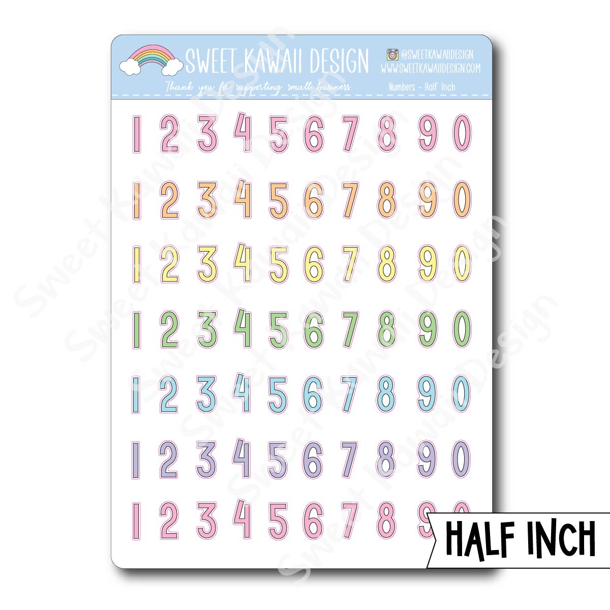 Number Stickers - Options Available